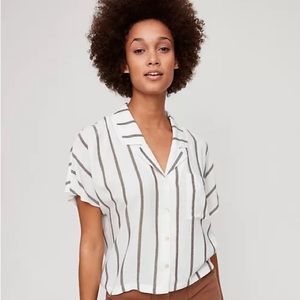 Aritzia Wilfred Free Shawna blouse sz small white/striped
